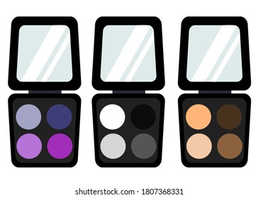 vector set eye shadow palette. Many different colors of eyeshadows for makeup