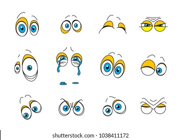 Vector set of eyes stickers. Vector set of cute stickers icons with different eyes expression.