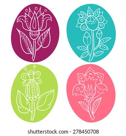vector set of fabulous colors in doodle style