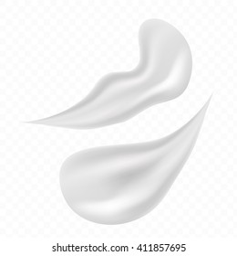 Vector set of face cream swatches isolated on white. Realistic face cream watches vector concept. Moisture cream samples. Vector serum lotion swatches. Face care vector concept. Anti-Aging products.