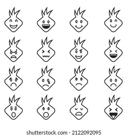 vector set of face emoticons in various expressions.