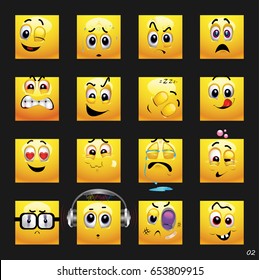Vector set of face icons. Vector set of face icons with different face expression.