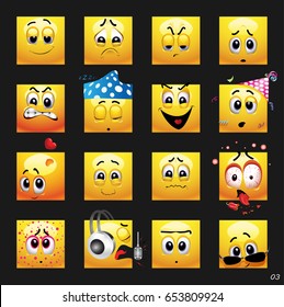 Vector set of face icons. Vector set of face icons with different face expression.