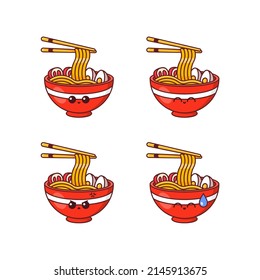 Vector set face ramen variants simple vector design