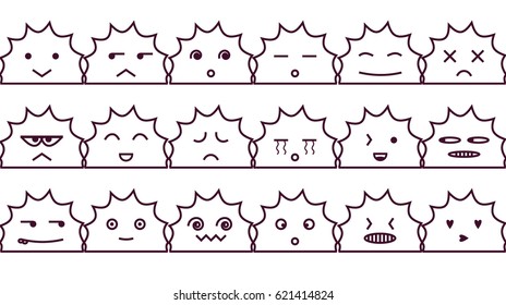 Vector set faces elements, emotions, vector icons, emotions icons