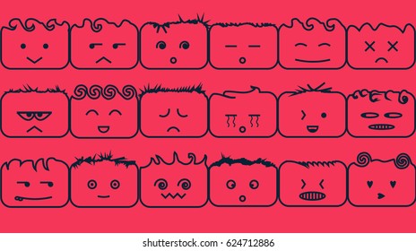 Vector set faces elements, emotions, vector emotions icons