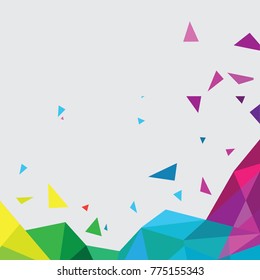 Vector set of faceted 3d crystal colorful shapes, banners. Horizontal crystal banners, faceted colorful geometric background.

