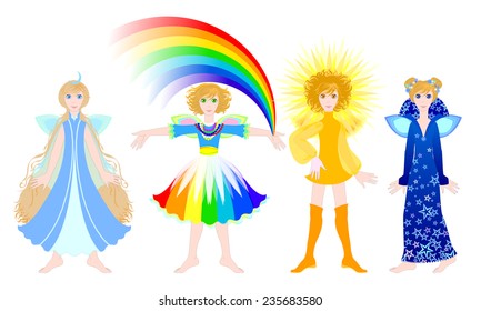 vector set fairy with different magic