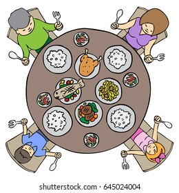 vector set family dinner meal