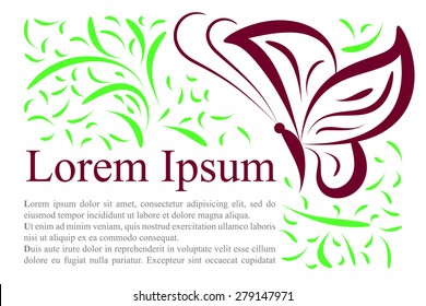 Vector Set of Fantasy Butterflies Background. Hand-Drawn Ornate Butterflies