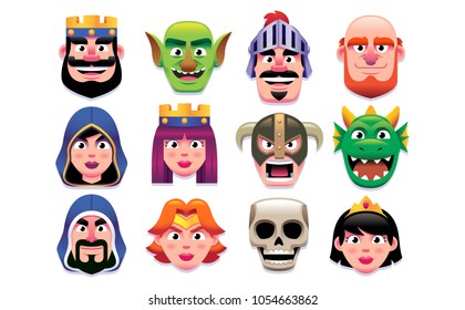 Vector Set Of Fantasy Characters Isolated On White Background