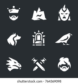 Vector Set of Fantasy Dragon story Icons.