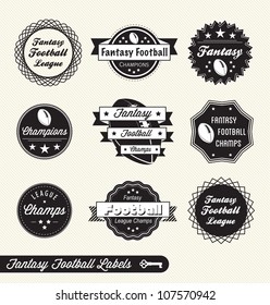 Vector Set: Fantasy Football League Champion Labels