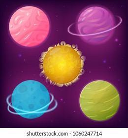 Vector set of fantasy planets. Perfect for games,  devoted to space and universe and other design works.