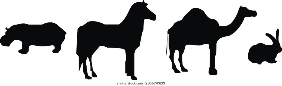 Vector set of farm animals flat icons. Contains icons cow, horse, goat, goose, donkey, rooster, pig, duck and more. Pixel perfect. simple vector icons with transparent background.