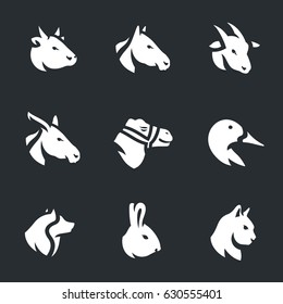 Vector Set of Farm animals Icons.