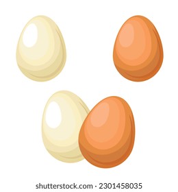 Vector set of farm eggs. The concept of cooking and fresh food. Chicken yolk and protein. A beautiful element for your design.