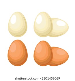 Vector set of farm eggs. The concept of cooking and fresh food. Chicken yolk and protein. A beautiful element for your design.