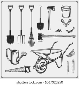 Vector Set Of Farm And Garden Tools.