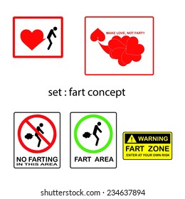 vector set of fart concept with signs and symbols, creative design.