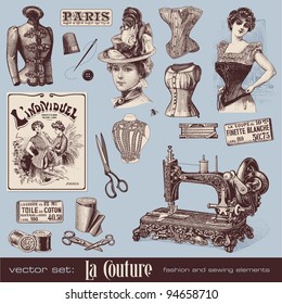 vector set: fashion and sewing (1900)
