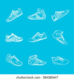 Vector Set of Fashion shoes outline icons .