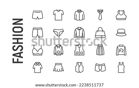 Vector set of fashion thin line icons. Design of 20 stroke pictograms. Signs of fashion isolated on a white background.