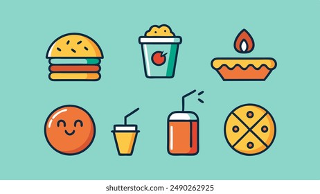 Vector set of fast food. Vector illustration in sketch style.