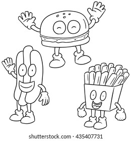 vector set of fastfood cartoon