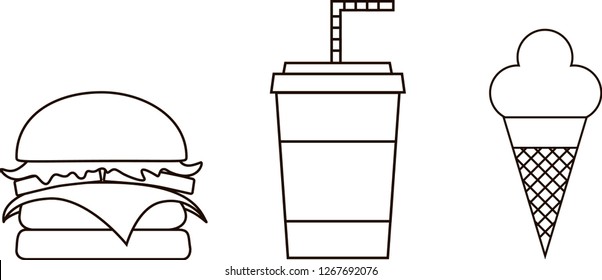 Vector set fastfood illustrations.