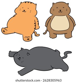 vector set of fat cat