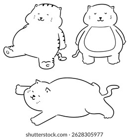 vector set of fat cat