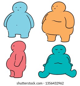 vector set of fat people