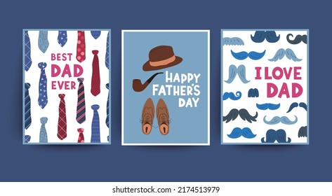 Vector set of father's day card concept or poster design template flat design style.