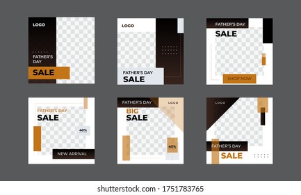 Vector set of father's day special sale social media template. Great for father's day super mega big discount offer promotional new arrival hot social media post sale banner template.