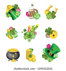 Vector set for the feast of St. Patrick. Transparent background