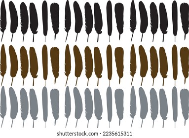 vector set of feather bird Silhouettes diferent style on white background
