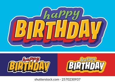 vector set features a collection of playful and festive "Happy Birthday" lettering designs in various styles. Perfect for birthday cards, invitations, party decoration, and more