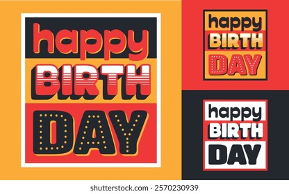 vector set features a collection of playful and festive "Happy Birthday" lettering designs in various styles. Perfect for birthday cards, invitations, party decoration, and more