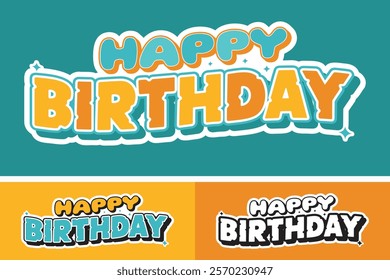 vector set features a collection of playful and festive "Happy Birthday" lettering designs in various styles. Perfect for birthday cards, invitations, party decoration, and more