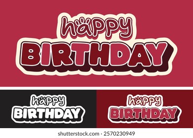 vector set features a collection of playful and festive "Happy Birthday" lettering designs in various styles. Perfect for birthday cards, invitations, party decoration, and more