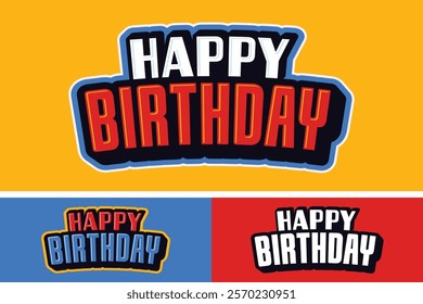 vector set features a collection of playful and festive "Happy Birthday" lettering designs in various styles. Perfect for birthday cards, invitations, party decoration, and more