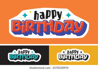 vector set features a collection of playful and festive "Happy Birthday" lettering designs in various styles. Perfect for birthday cards, invitations, party decoration, and more