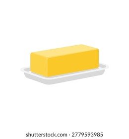 Vector set featuring a single yellow butter stick on a plate.