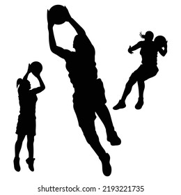 Vector Set Of Female Basketball Players Silhouettes Illustration Isolated On White Background