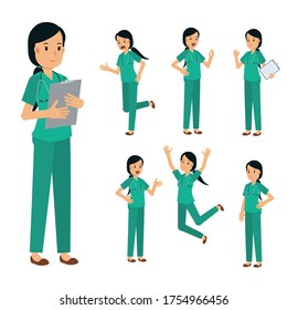 Vector Set Female Surgeon Doctor Character Stock Vector (Royalty Free ...