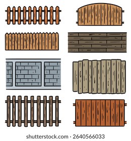 vector set of fence cartoon