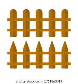  Vektorillustration-Zaun für den Garten auf einzeln weißem Hintergrund. Werkzeug für die Landwirtschaft. Fencing-Elemente für Design. Flaches Design Illustration von Objekten ohne Füllung. Vektorillustration und Stockillustration.