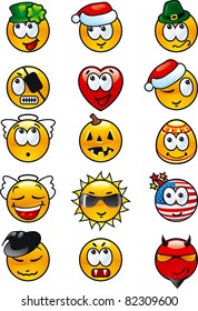 Vector set of festive avatars