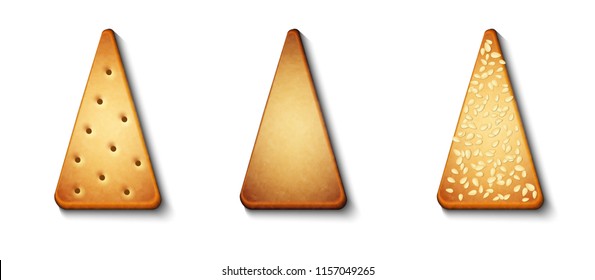 vector set of festive ginger biscuits with sesame seeds isolated on white background